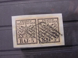 STATO PONTIFICIO 1862 BAJ 5 USATO ROSA CARMINIO COPPIA ORIZZONTALE - Foto 1 di 1