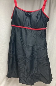 Swim Dress Candies Black Red Piping/Straps Sz 48 Adjust Straps Built In Bra Cups - Picture 1 of 14