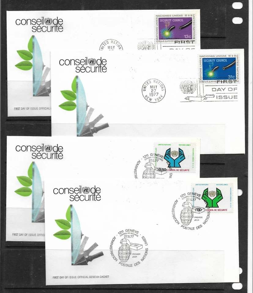 Naciones Unidas Nueva York y Ginebra Sobres Primer >Día año 1977 (EV-536) - Imagen 1 de 1