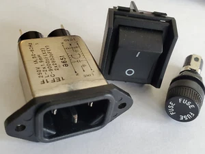 1set 1EF1F Line Filter Module Mount 1A 250VAC plus Fuseholder and Power switch - Picture 1 of 7