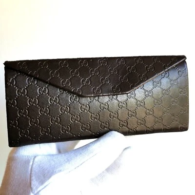 fodero occhiali da sole vista GUCCI box sunglasses custodia case brown wallet - Imagen 1 de 4