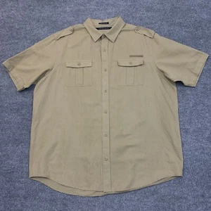 Sean John 3XL Original Fit Beige Cargo Linen Cotton Short Sleeve Button Down - Picture 1 of 9