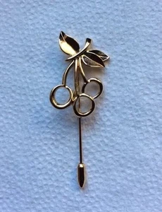 Vintage Markenlos Messing Stiel Früchte Hut Pin GOLDTON Schön - Bild 1 von 3