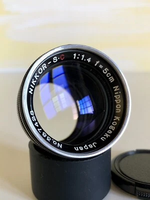Nippon Kogaku Japan Nikkor S C 5cm f1.4 Black S-Mount Contax RF - Imagen 1 de 4