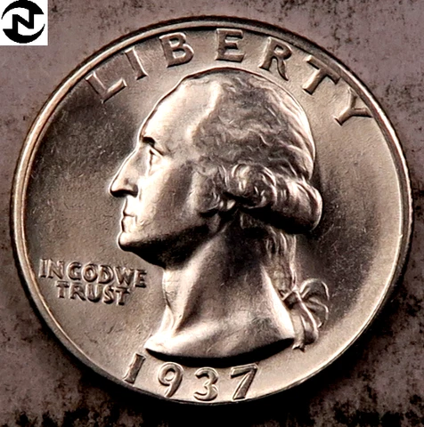 1937-S Washington Quarter ~ Gem BU ~ 90% Silver ~ 1 Coin Cover