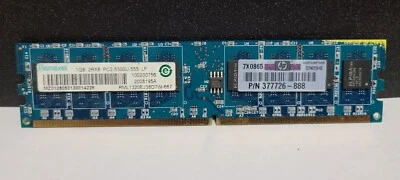 Ramaxel 1gb 2RX8 MEMORY HP 377726-888 - Image 1 of 2
