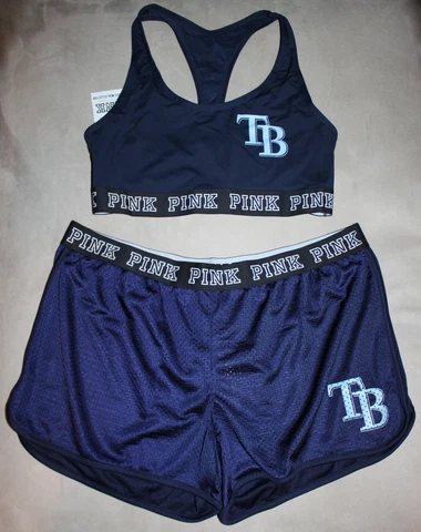 Tampa Bay Rays Victoria's Secret Sports Bra Top Mesh Shorts Gym Workout Large Cover