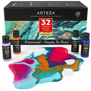 Acryl Pouring Farbe verschiedene Farben High Flow Leinwand keine Mischung erforderlich 2oz 32 Set - Bild 1 von 6
