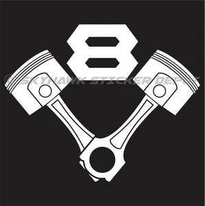 V8 Pistons Bumper Sticker Vinyl Decal Label Muscle Car Decal Fod Ford Mustang GT - Picture 1 of 3