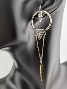 CONVERTIBLE EARRINGS gold/ silver tone crystal stud geometric backer hoop 4Y - Picture 1 of 5