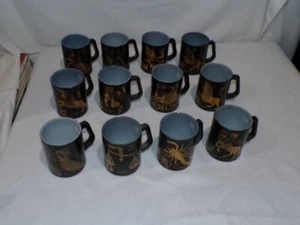 Vtg MCM Federal Glass Zodiac Astrology Horoscope mugs Full set of 12 - Picture 1 of 13