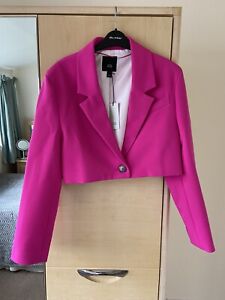 BNWT River Island Bright Pink Showmance Cropped Blazer, UK Ladies Size 10