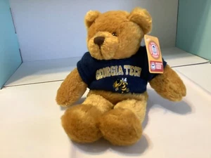 Officially Licensed NCAA Georgia Tech plush bear, wearing team color sweater - Picture 1 of 7