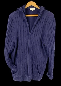 Felpa con cappuccio St Johns Bay blu navy maglia a cavo preppy costiera donna taglia 1X - Foto 1 di 10
