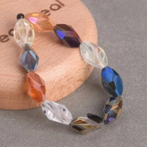 Cuentas sueltas de vidrio mate facetado ovalado de 15x10 mm para hacer joyas 10 un. - Imagen 1 de 14