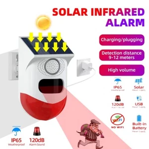 RF433 Remote Control Solar Security Alarm Siren PIR Motion Sensor Detector - Picture 1 of 7