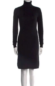 VESTIDO SUÉTER PARA MUJER RALPH LAUREN TALLA XS LANA CACHEMIR CABLE TEJIDO CUELLO ALTO NEGRO - Imagen 1 de 7