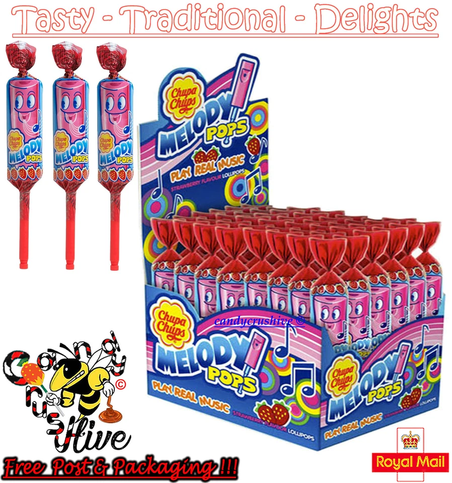 15g - 10kg  Chupa Chups MELODY POPS Whistle Lollipops Make Music Strawberry Flav - Image 1 of 1