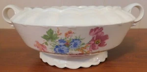 Vintage Taylor Smith Taylor Runde Gemüseschale Rosa Blau Blumen - Bild 1 von 4