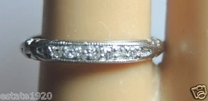 Art Deco Antique Wedding Eternity Band Platinum Ring Size 5.25 EGL USA - Picture 1 of 12