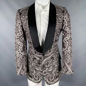 GUCCI Größe 38 Schwarz Grau Grafik Seide Smoking Sport Mantel - Bild 1 von 12