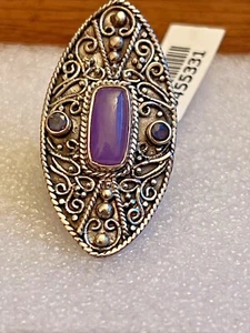 BALI LEGACY Purple Jade and Catalina Iolite Ring 5 Sterling Silver 9 Grams 6.25 - Picture 1 of 8