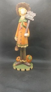 Vintage Vogelscheuche Figur mit Kürbissen 11,5" groß Herbst Ernte Halloween F - Bild 1 von 6