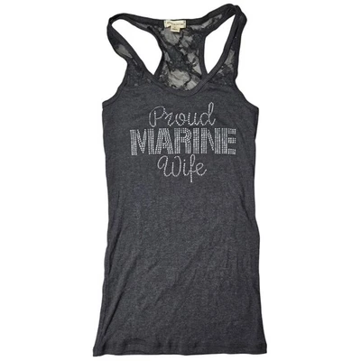 Camiseta sin mangas ZENANA OUTFITTERS Orgullosa Esposa Marina Estrás Espalda Corredora Para mujer Talla L Foto 1 de 4