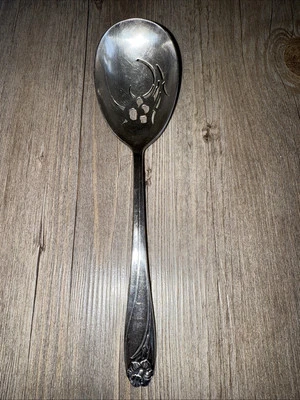 Cuchara perforada para servir narciso 9” 1847 Rogers IS plato de plata cubiertos vintage Foto 1 de 4