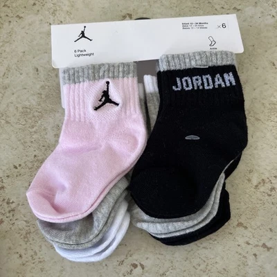 AIR JORDAN 婴儿女宝宝 6 对袜子 12-24 MOS 多色 #NJ0362-A9 FRSH — 第 1/2 张图片