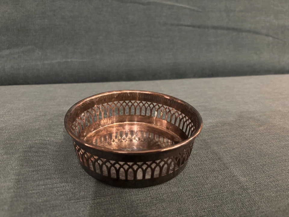 Posavasos vintage de plata con pátina natural Lunt (M-210) hechos en EE. UU. Foto 1 de 4