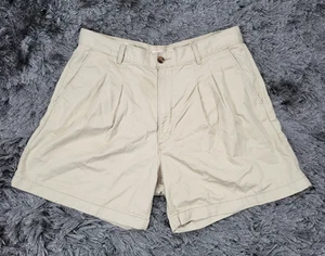Levi's Premium Pleated Trouser Shorts Women's 32 Beige Khaki High Rise Pockets - Picture 1 of 21