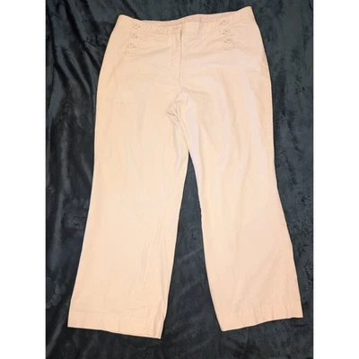 Mujer J. Jill 100% Algodón Náutico Botón Frontal Alto Pierna Ancha Pantalones Crema 18 Foto 1 de 4