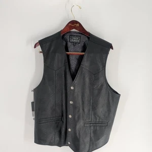 Cody James Faux Leather Western Outdoor Paisley Lined Snap Vest Black Size XL - Picture 1 of 8