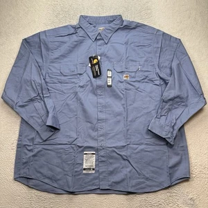Carhartt FRS160 MBL Men's Flame Resistant Twill Shirt Pockets 4XL Reg NWT - Picture 1 of 12