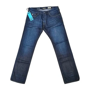 Pantalones de mezclilla Duck and Cover para hombre Tinnu Porto azul pierna recta lavado oscuro W36 L34 nuevos. - Imagen 1 de 18