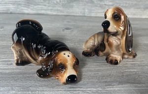 Basset Hound Dog Ceramic Salt & Pepper Shaker Set Canine Vintage - Picture 1 of 10