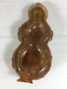 Vintage 20th Century Chinese Agate Carving Treble Gourd Fruit 11.5cm Long  - Picture 1 of 10