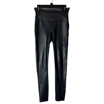 Spanx Leggings Mujer Pequeños Negros Cintura Alta Hasta el Tobillo Imitación Cuero Pantalones Moto Foto 1 de 4