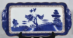 RARE VTG 1981 ROYAL DOULTON REAL OLD WILLOW RECTANGULAR 13.5" LONG SANDWICH TRAY - Picture 1 of 6