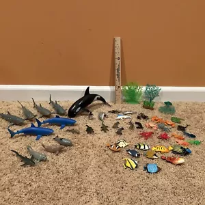 46 Lot Sea Animals Toys Ocean Figures Shark Crab Dolphin Manatee Orca - Picture 1 of 5