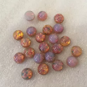 HA908 Vintage Tschechisch 7 mm Feueropal Harlekin Rundglas Cabochon, unfoliert (24) - Bild 1 von 1