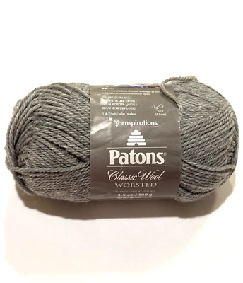 Hilo peinado de lana clásico Patons 00224 mezcla gris DL 20210509 pura lana nueva 194 años Foto 1 de 4