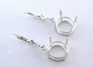 Orecchino gemma tondo 12 mm argento sterling leva posteriore pendente montaggio a chiave - Foto 1 di 2