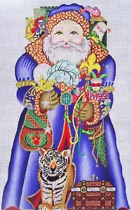 Needlepoint Handpainted Christmas Amanda Lawford Royal Santa 30" - Picture 1 of 1