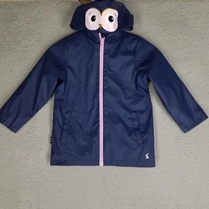 Joules Raincoat Girl's 6 Years Blue Jacket Hooded Full Zip Owl Fleece Lined - Picture 1 of 12