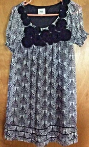 ECI New York Womens Black White baby Doll Rosettes dress size 4 Lined (T61) - Picture 1 of 6