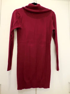 FADED GLORY SWEATER KNIT TUNIC Cowl NECK Soft & Fine Knit Sz S (4-6) Dark Red - Picture 1 of 7