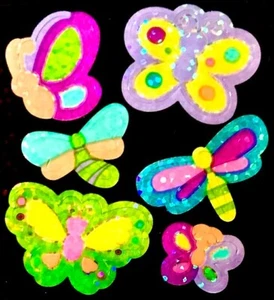 BUTTERFLY, DAMSELFLIES Glittery Sandylion Stickers **VINTAGE** - Picture 1 of 1