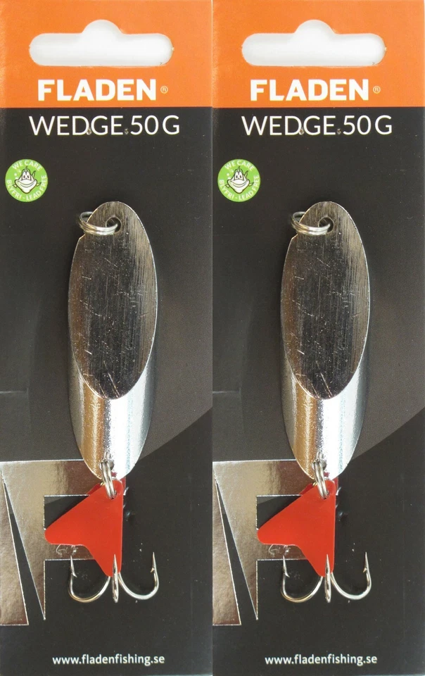 2 FLADEN WEDGE LURES 50g MACKERAL BASS POLLACK FISHING SPINNERS SEA SILVER Foto 1 de 4